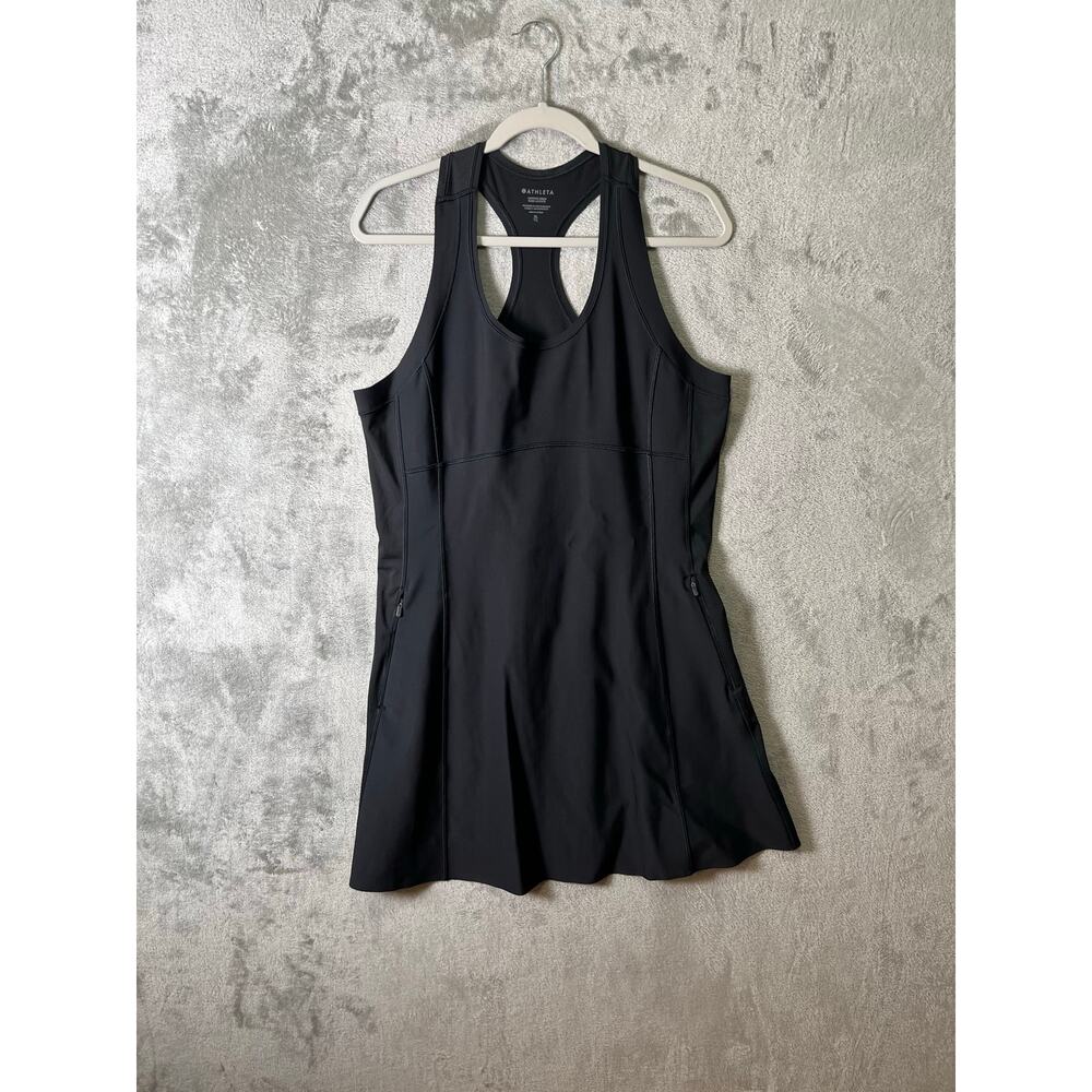 Athleta Levitate Dress Pockets Size XL Black Pickleball‎ Tennis Golf Athletic